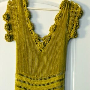 Green crochet dress. 2 piece. Slip and crochet dress